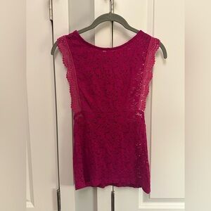 Free People Intimately Pink Lace Sleeveless Blouse